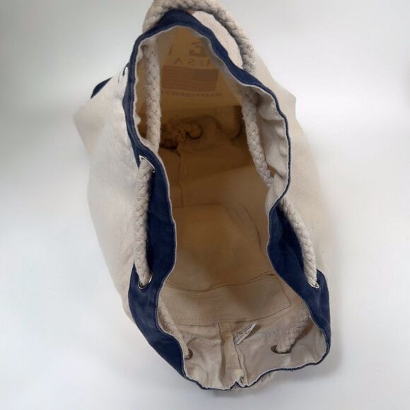 Vintage Beige Boho Cape Cod MA Beachy Coastal Chic Drawstring Sack Backpack - Picture 5 of 8